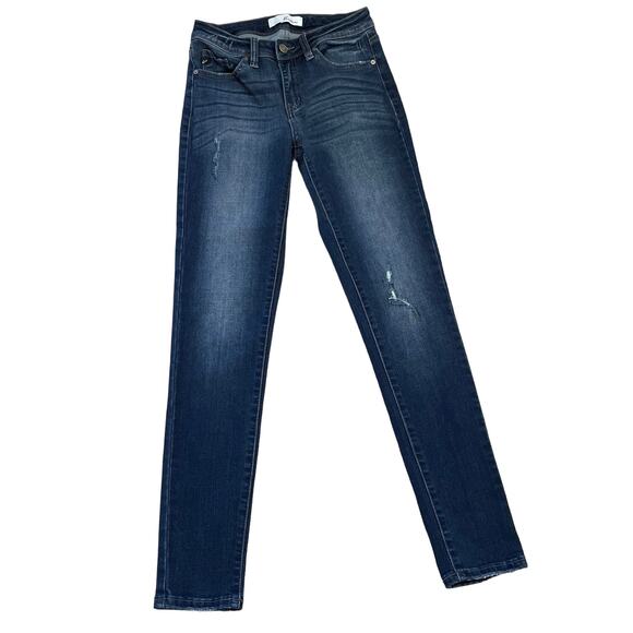 KanCan Dark Wash Distressed Skinny Stretch Jeans, New Cond, Ladies 5/28 - Picture 1 of 4